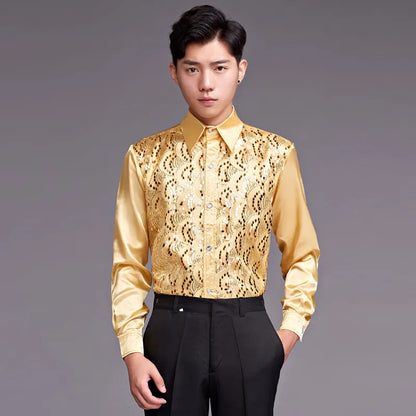 Herren-Paillettenshirt aus Satin
