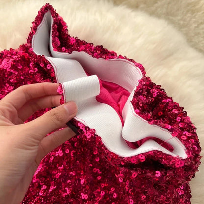 Midikleid mit Pailletten und Taille Gürtel