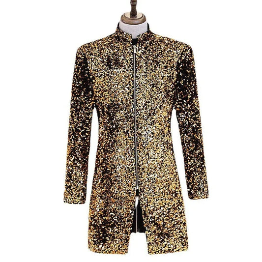 Lange Jacke Pailletten Herren