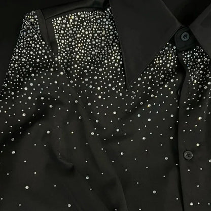 Schwarzes Hemd mit Strass für Herren