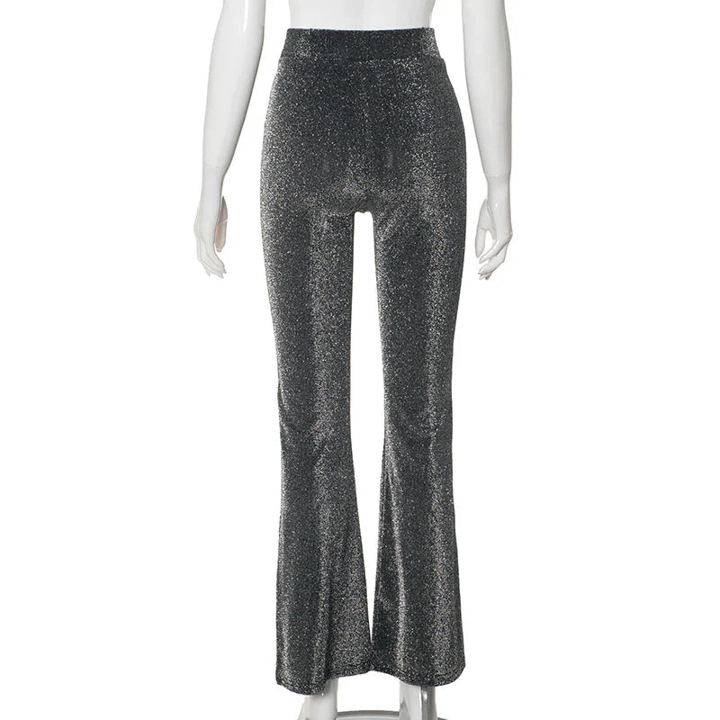 Damen Paillettenhose mit Elefantenbein