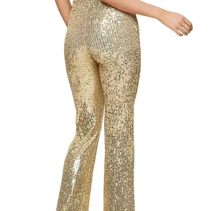 Hoch taillierter Pailletten-Stretchhose
