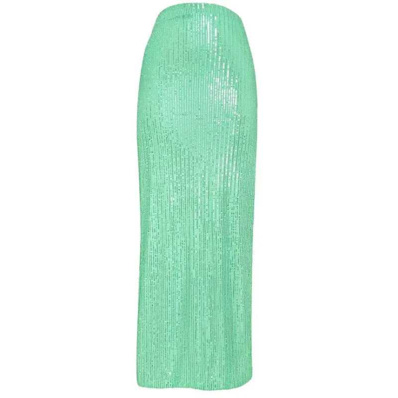 Abendrock mit Pailletten, Hohe Taille