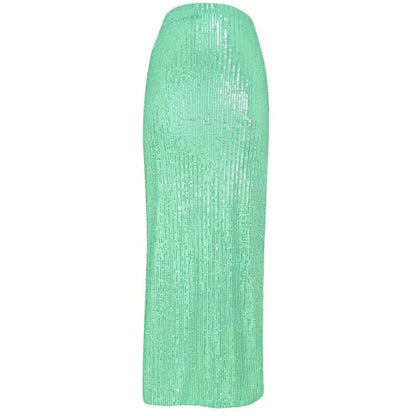 Abendrock mit Pailletten, Hohe Taille