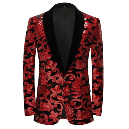 Herren Blazer Jacke Pailletten Samt