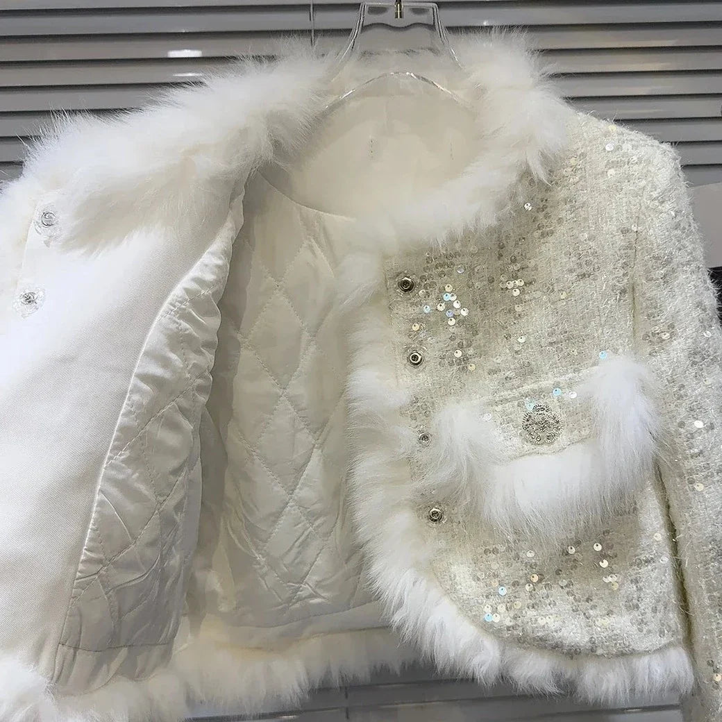 Elegantes Ensemble Jacke Rock Pailletten