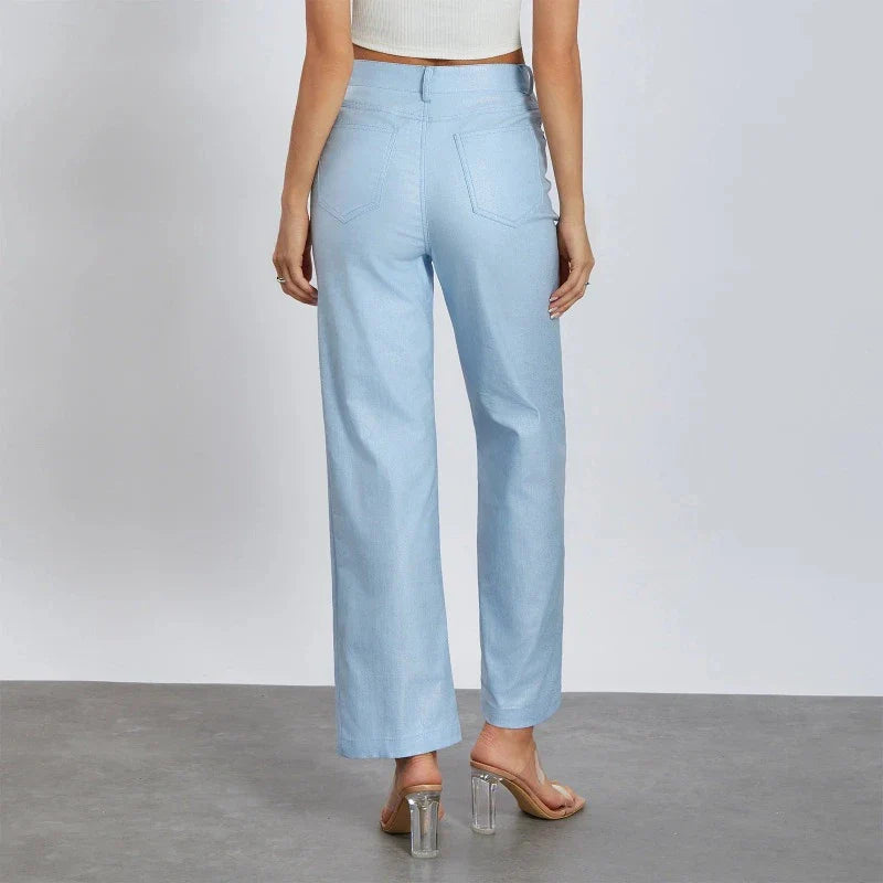 Goldene Damenhose mit geradem Schnitt