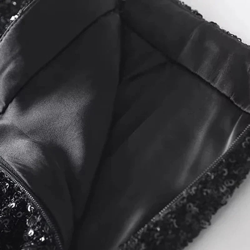 Mini Schwarz Pailletten Rock