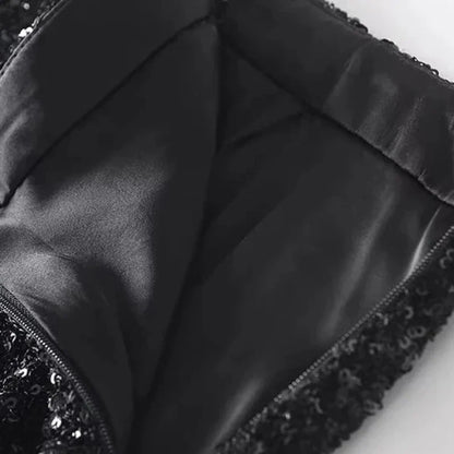 Mini Schwarz Pailletten Rock