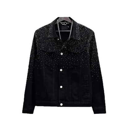 Jeans-Jacke mit Strass für Herren in Schwarz