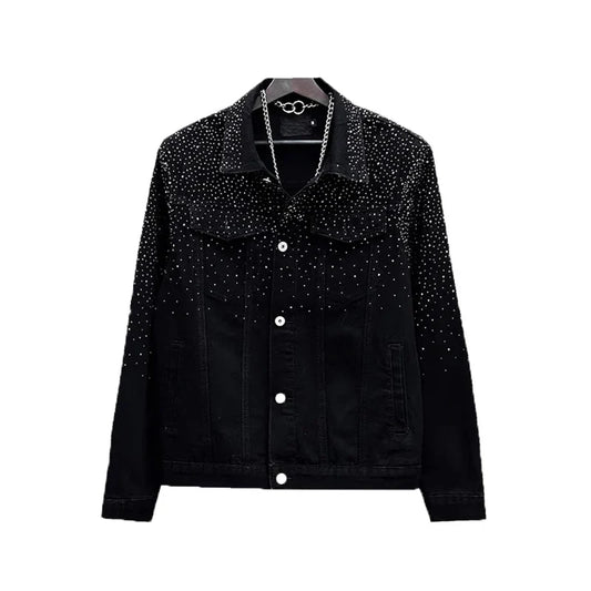 Jeans-Jacke mit Strass für Herren in Schwarz