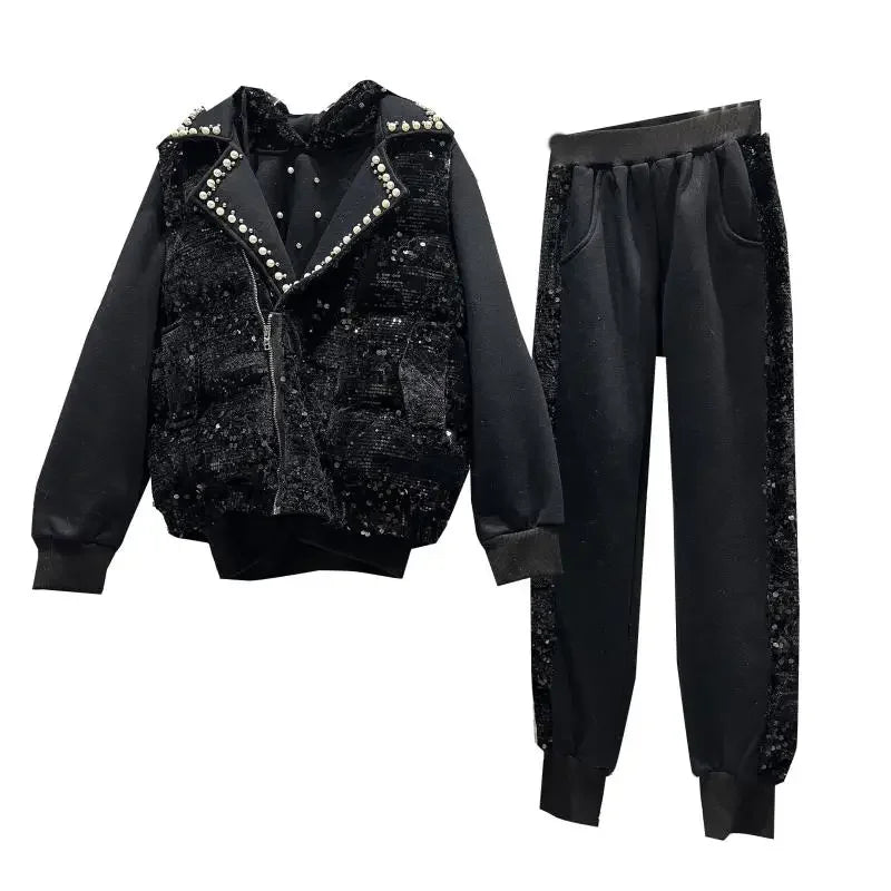 Jogging-Set mit Pailletten und Jacke