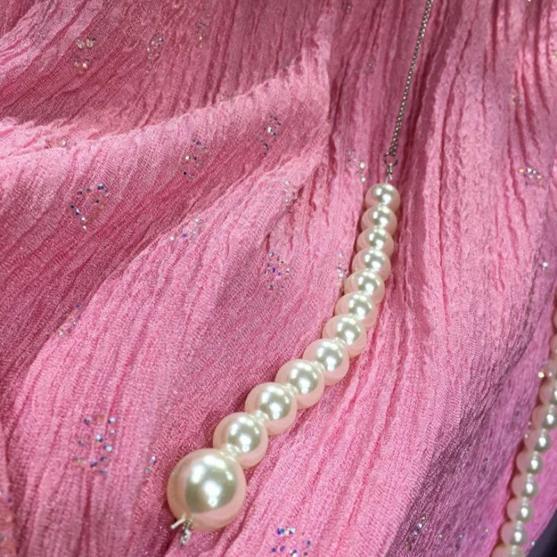 Plissee-Hose mit Pailletten und Strass