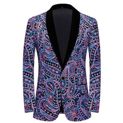 Herren Blazer Jacke Pailletten Samt