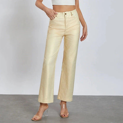 Goldene Damenhose mit geradem Schnitt