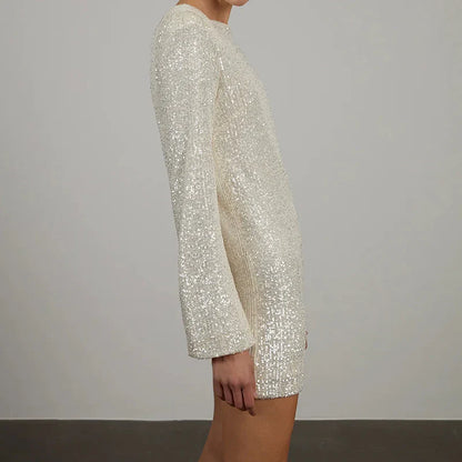 Langes Damen-T-Shirt-Kleid mit Pailletten