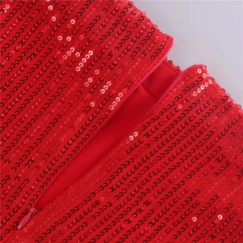 Abendrock mit Pailletten, Hohe Taille