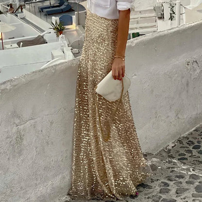 hoher Taillenumhang Rock mit Pailletten