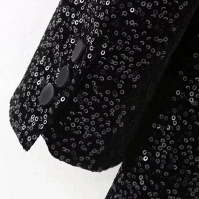 Ensemble aus Jacke und Schleife schwarz mit Pailletten