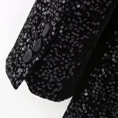 Ensemble aus Jacke und Schleife schwarz mit Pailletten