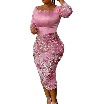 Robe Rosa mit Pailetten Spitzen-Bustier aus Satin