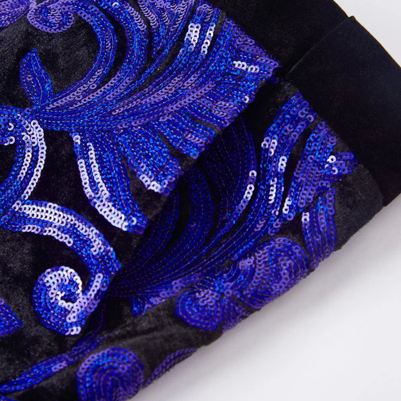 Anzugjacke und Hose mit Pailletten aus Samt für Herren