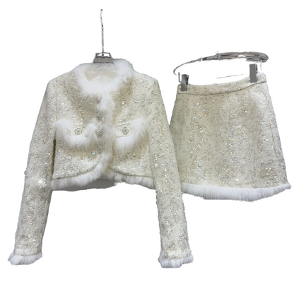 Elegantes Ensemble Jacke Rock Pailletten