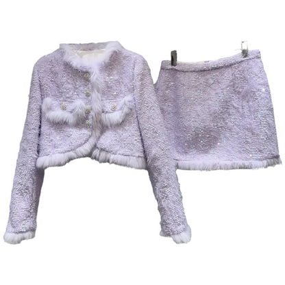 Elegantes Ensemble Jacke Rock Pailletten