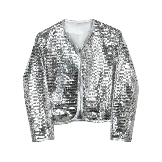 Herren Paillettenjacke Silber