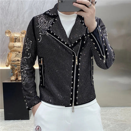 Männer Strass Jacke Motorrad-Design
