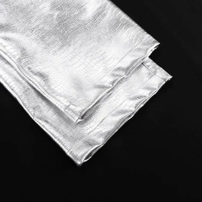 Silberne Krokodillederhose