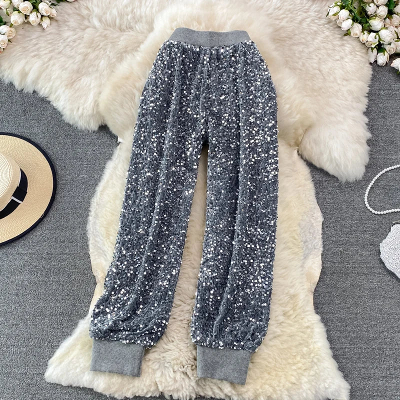 Pailletten-Jeans aus Samt