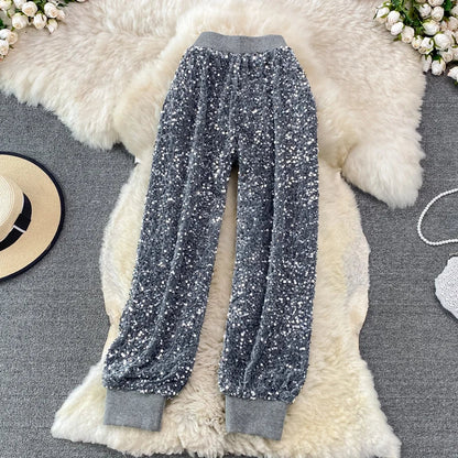 Pailletten-Jeans aus Samt