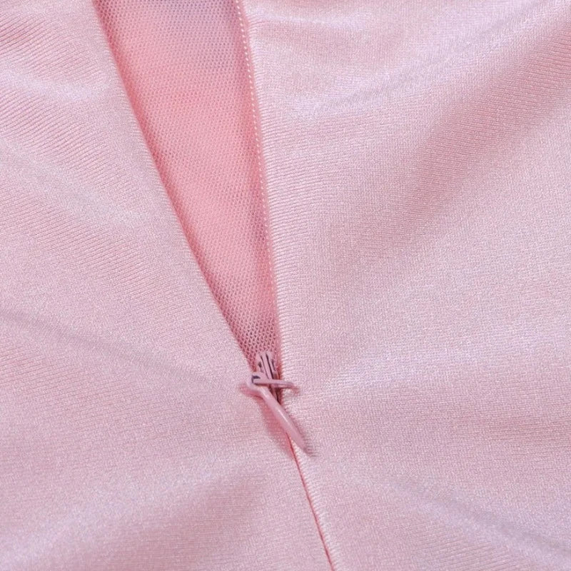 Abendkleid Rosa mit Strass und Federn