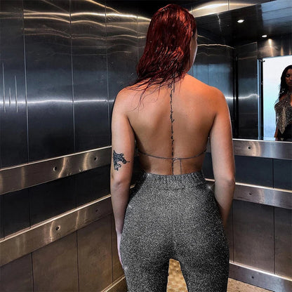 Damen Paillettenhose mit Elefantenbein