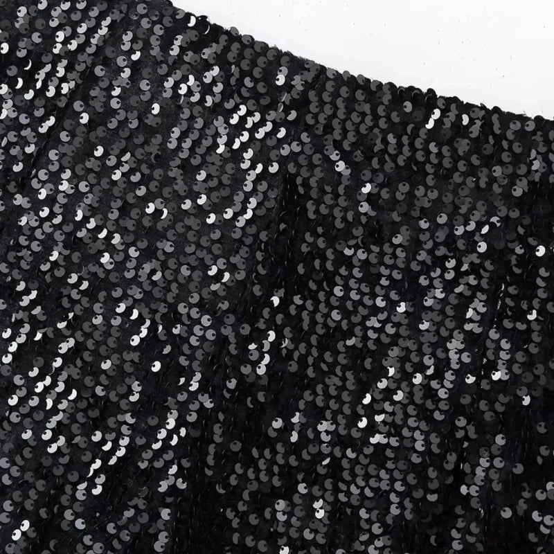 Kurzarm-Top mit Pailletten ohne Ärmel für Damen