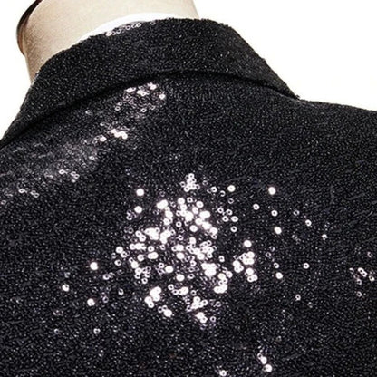 Herren Pailletten Kostümset schwarz