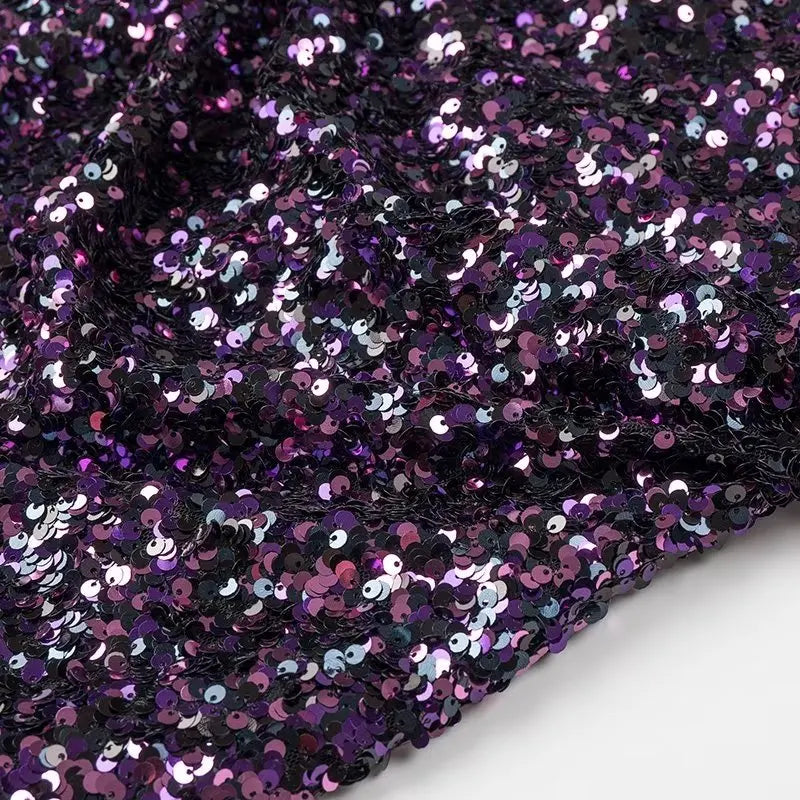 Damen Paillettenkleid Rückenfrei Violett