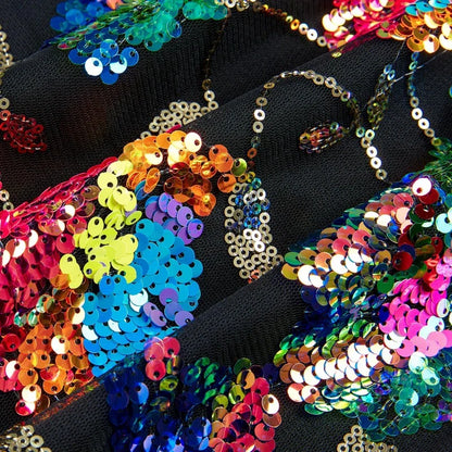 Paillettenkleid mit Rückenausschnitt Blumen Träger Kette