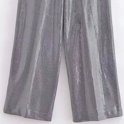 Pailletten Kostüm Set Grau für Damen