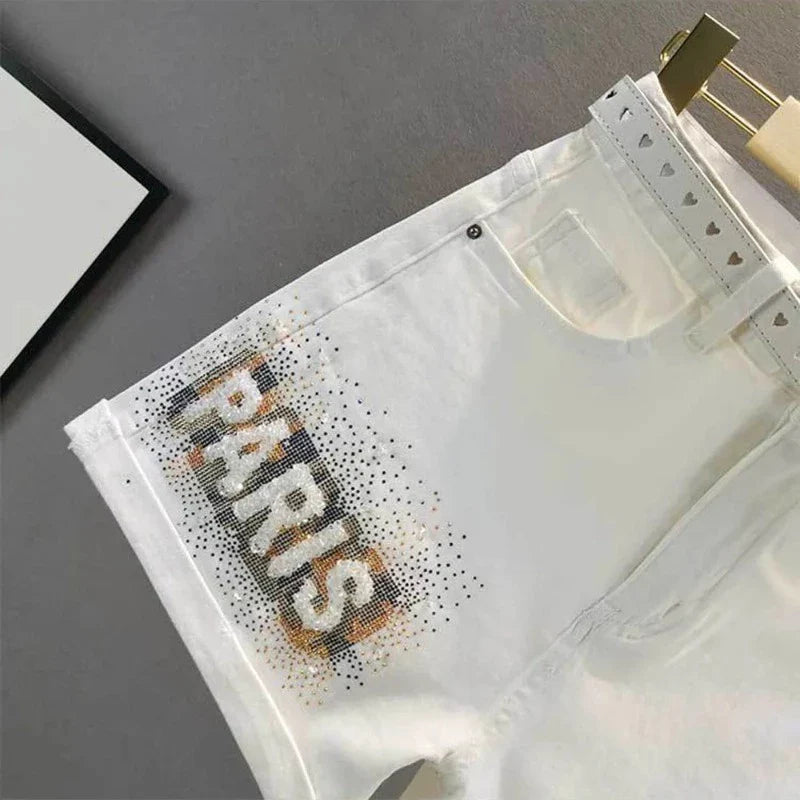 Short Jean Strass Blanc Paris