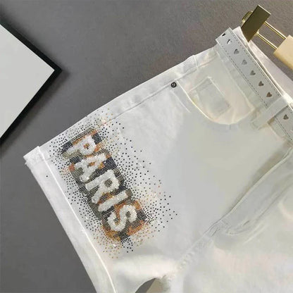 Short Jean Strass Blanc Paris