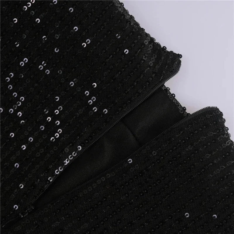 Abendrock mit Pailletten, Hohe Taille