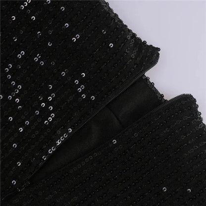 Abendrock mit Pailletten, Hohe Taille