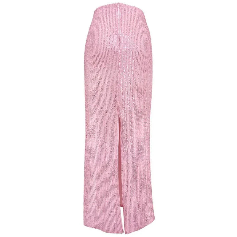 Abendrock mit Pailletten, Hohe Taille