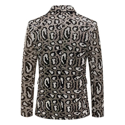 Herren Pailletten-Partyjacke Leopardenmuster