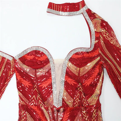 Abendkleid aus Pailletten und Strass