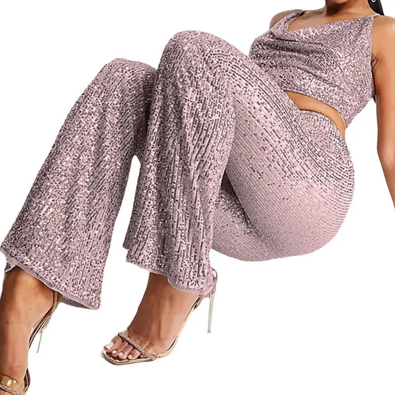 Weite Paillettenhose Damen