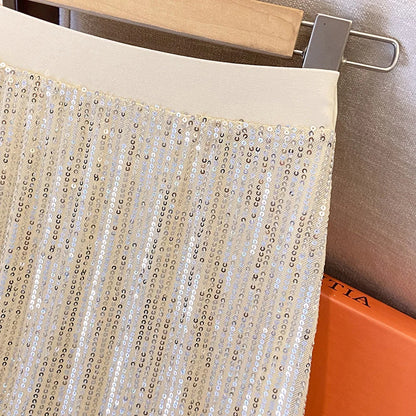 High-Waist Paillette Rock