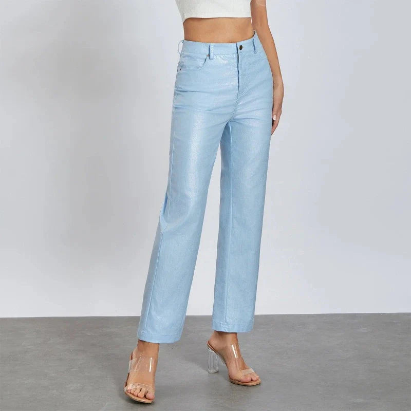 Goldene Damenhose mit geradem Schnitt